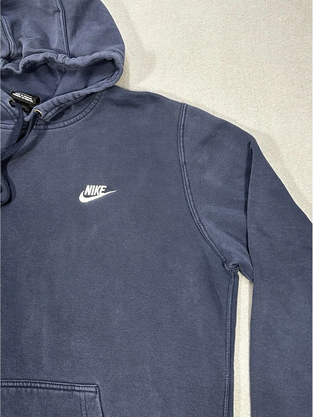 Nike Mens Large Navy Hoodie Large Logo Swoosh Pullover Sweatshirt FA18